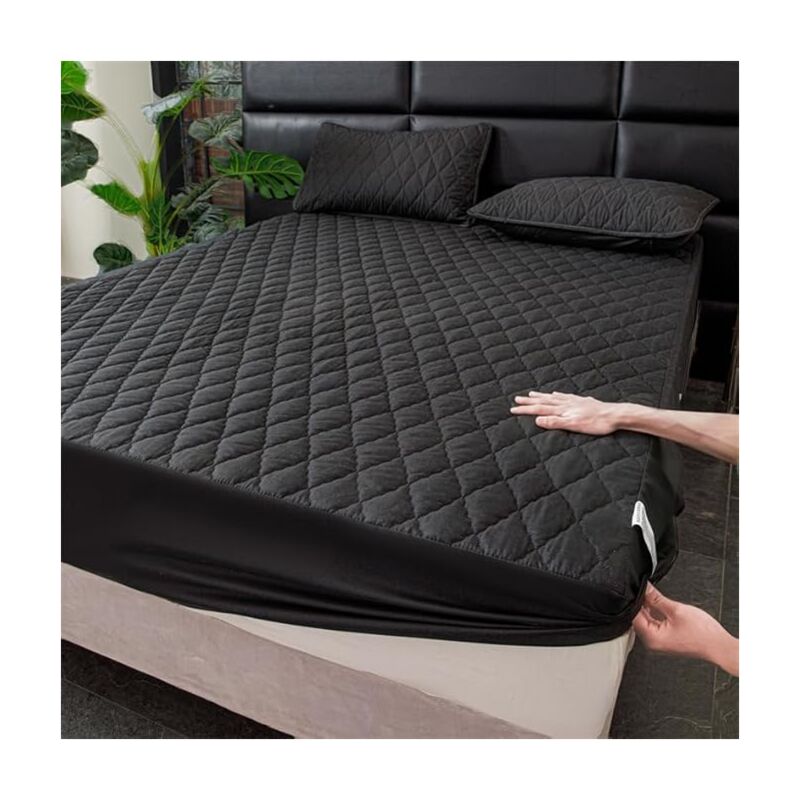 foto del prodotto coprimaterasso impermeabile extra morbido con tasche profonde, tinta unita, motivo geometrico, offre un comfort extra durante il sonno per camere da