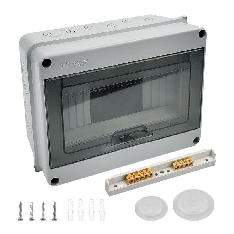 foto del prodotto snq coffret electrique etanche exterieur ip65, 8 modules, abs de surface en plastique, boite de boitier etanche electrique exterieur, armoire de