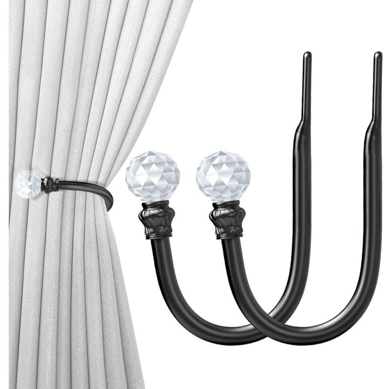 foto del prodotto embrasses de rideaux noires 2 pi ces, embrasses de rideaux, crochets de rideaux muraux pour rideaux