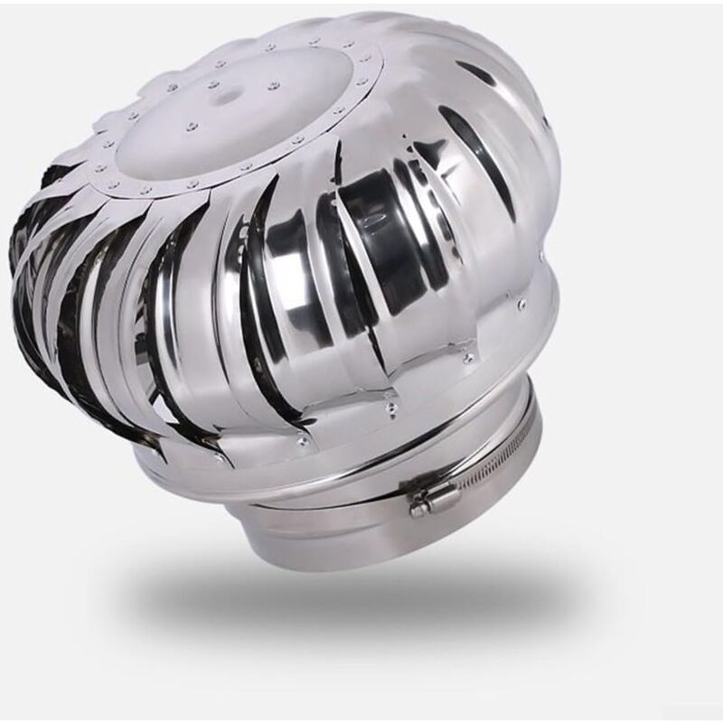 foto del prodotto cappa camino girevole in acciaio inox non alimentata da palla di vento e dispositivo di scarico fumi ventilatore antipioggia 160 mm 