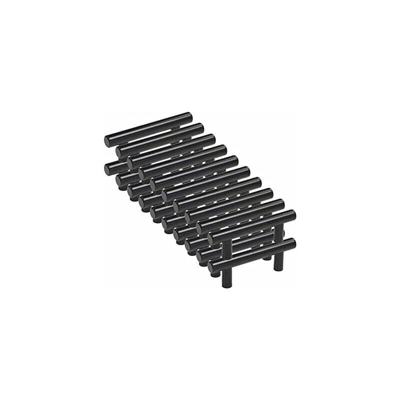 foto del prodotto 20pz maniglia per mobili nera maniglia per mobili da cucina nera maniglie a t cassetto nero armadietto distanza dal centro 96mm 12mm 
