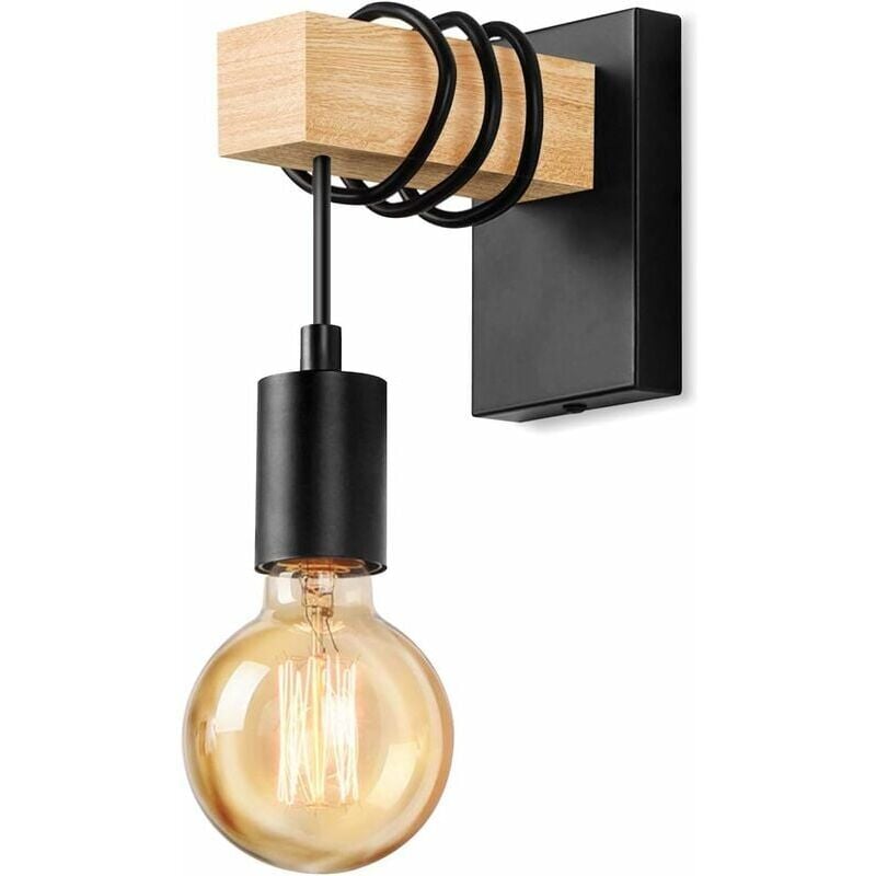 foto del prodotto snq applique da parete in legno industriale lampada da parete vintage illuminazione da parete per interni retro e27 faretto da parete per soggiorno