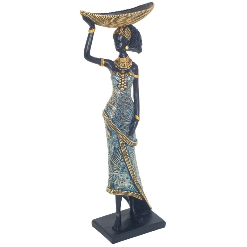 foto del prodotto statua africana decorativa in resina, figura artistica per la casa, regalo originale, 44,5 cm, stile etnico