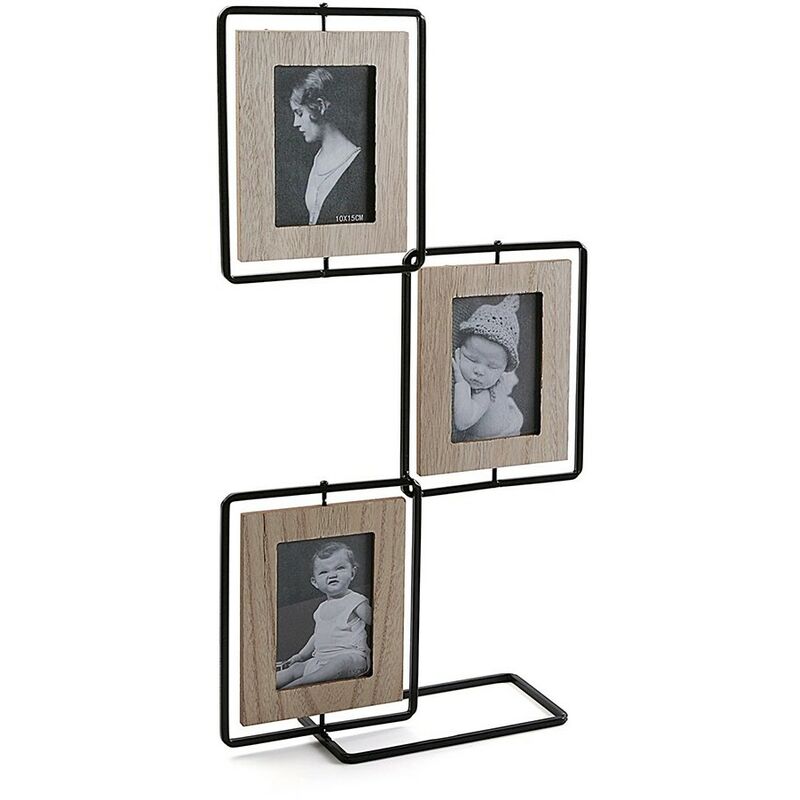 foto del prodotto porta foto 3 postazioni girevole in legno per arredo casa portafoto fotografie