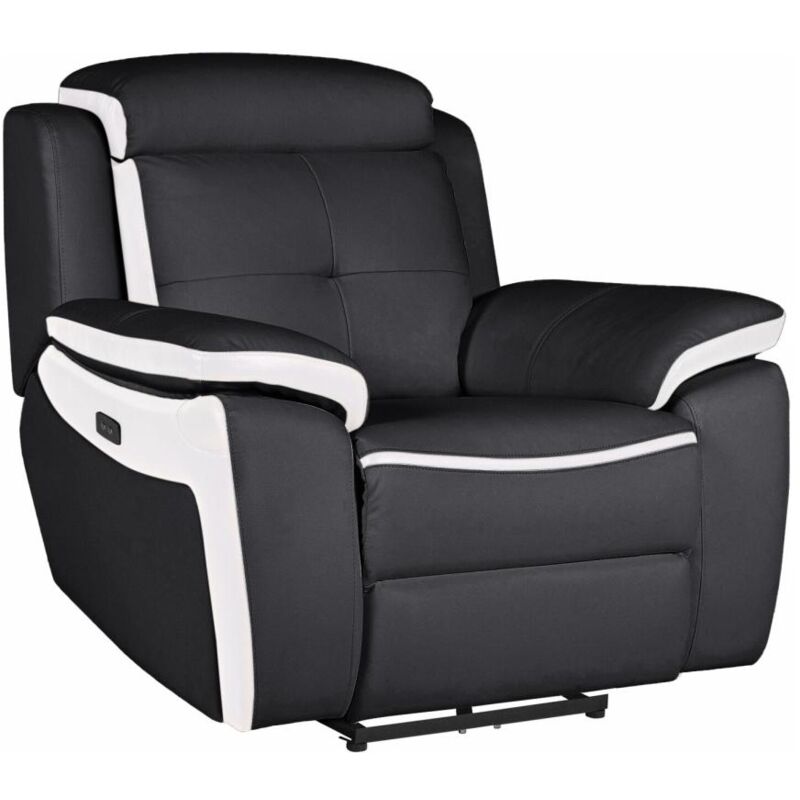 foto del prodotto vente unique poltrona relax elettrica in pelle nero e bianco angelique