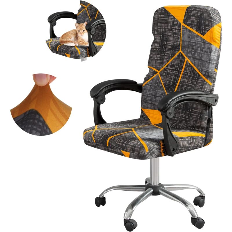 foto del prodotto alovez coprisedile per sedia da ufficio, coprisedile in spandex per scrivania, lavabile, girevole, universale, per sedia da ufficio, per braccioli