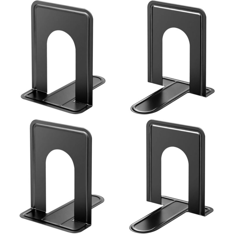 foto del prodotto alovez fermalibri universali premium per mensole, fermalibri antiscivolo, 6 x 4,6 x 6 pollici, nero 2 paia 4 pezzi, grandi 