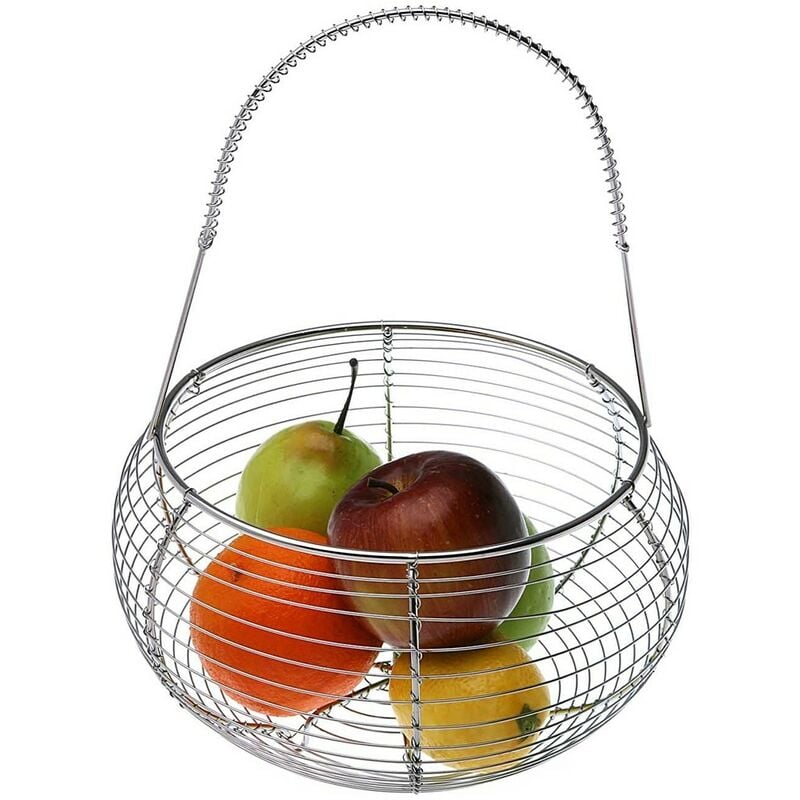 foto del prodotto fruttiera cesto porta frutta e verdura centro tavola in acciaio per cucina bar ristorante cestino ciotola moderno