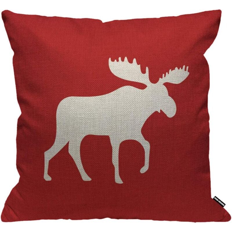 foto del prodotto alovez copricuscino alce rosso animale decorativo per la casa copricuscino per divano sedia 45x45cm