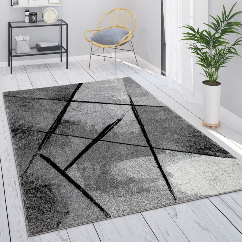foto del prodotto paco home tappeto grigio salotto vintage pelo corto motivo geometrico astratto 160x230 cm, grigio 2