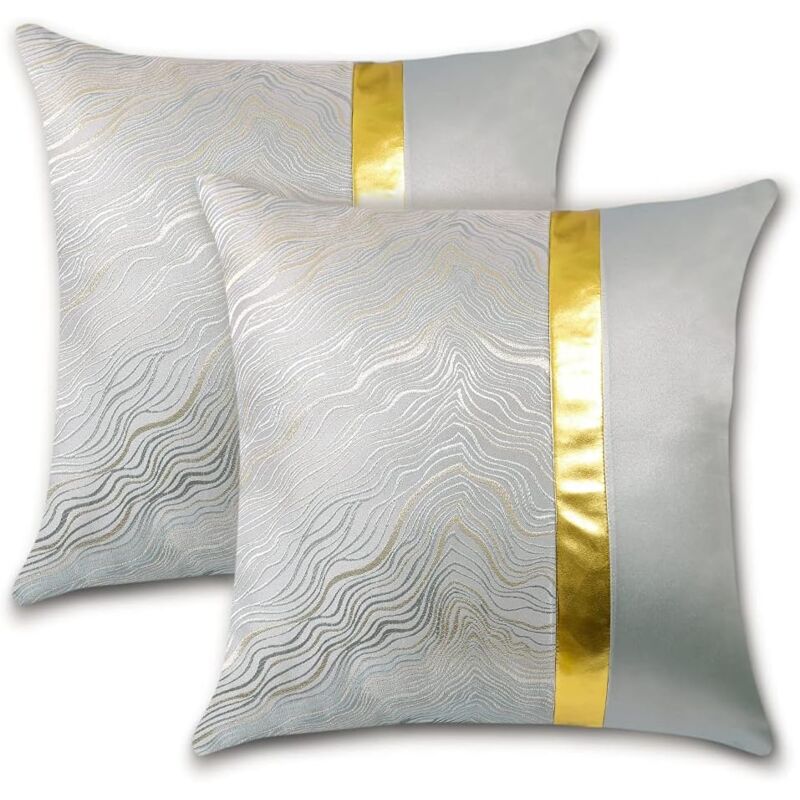 foto del prodotto copricuscino di lusso nobile decorativo oro con stampa a caldo cuscino da lancio decorazione per la casa 45x45cm set di 2 grigio 