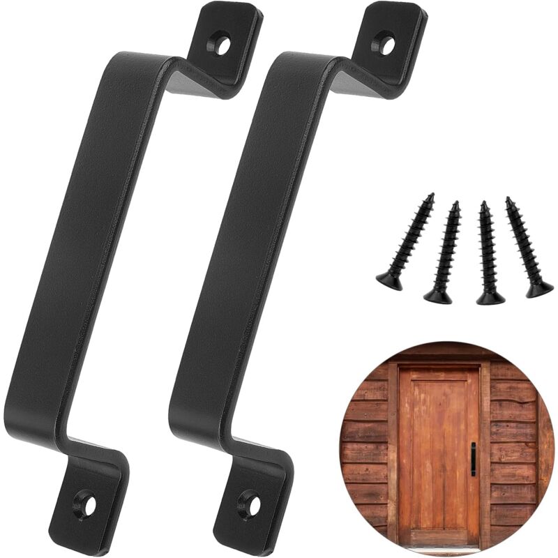 foto del prodotto dpzo maniglia per porta del fienile, 2 pezzi maniglia per porta scorrevole, maniglia per porta scorrevole del fienile, nera, maniglia per porta del