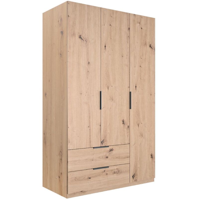 foto del prodotto kit armadio 3 ante 2 cassetti cm.122x58x200h rovere artisan