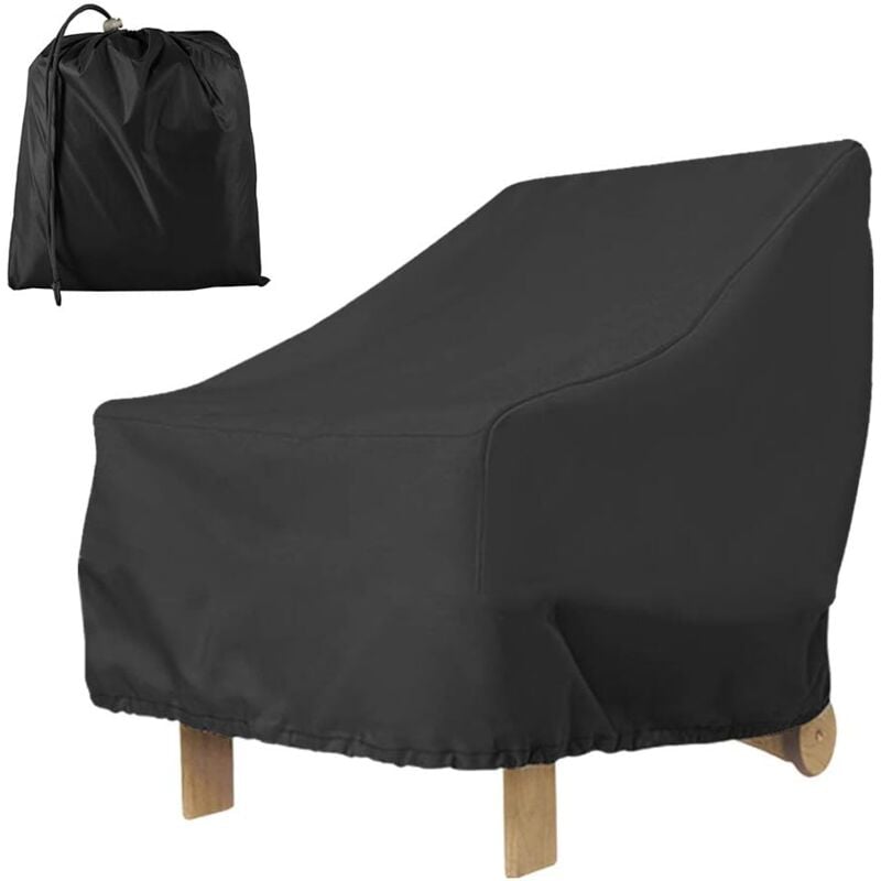 foto del prodotto zvd copertura impermeabile per poltrona da giardino esterno seduta profonda anti uv anti vento corda regolabile 80x85x91,5cm nero