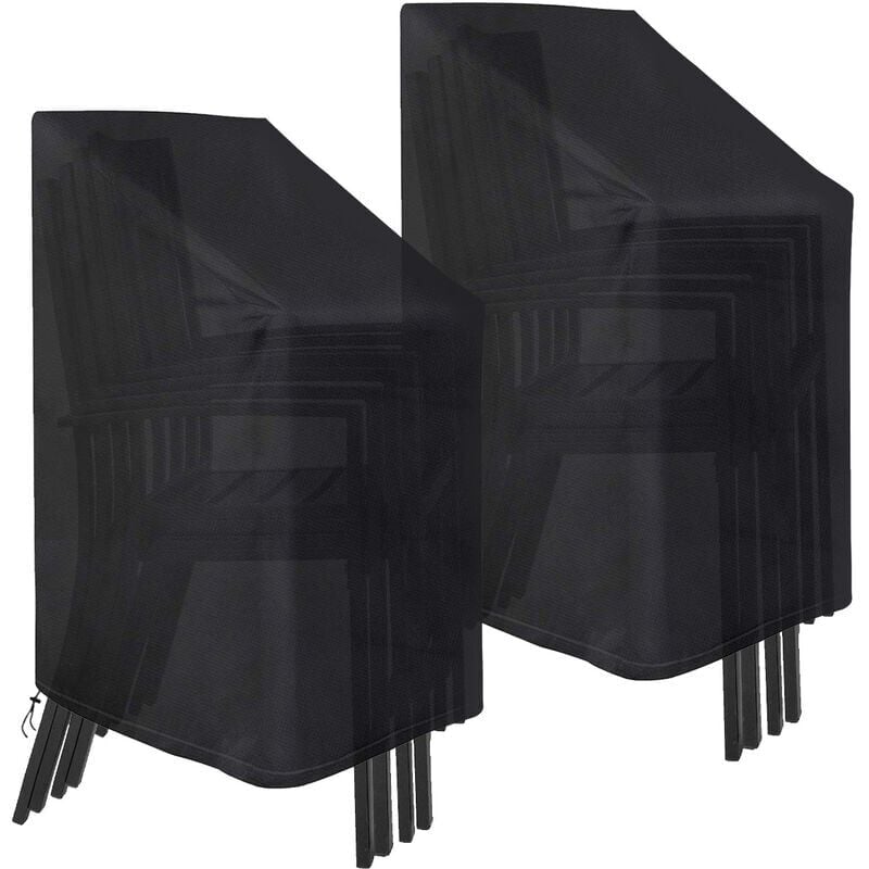 foto del prodotto zvd coprisedie da giardino impilabili impermeabili set da 2 75 x 75 x 120 cm, nero 