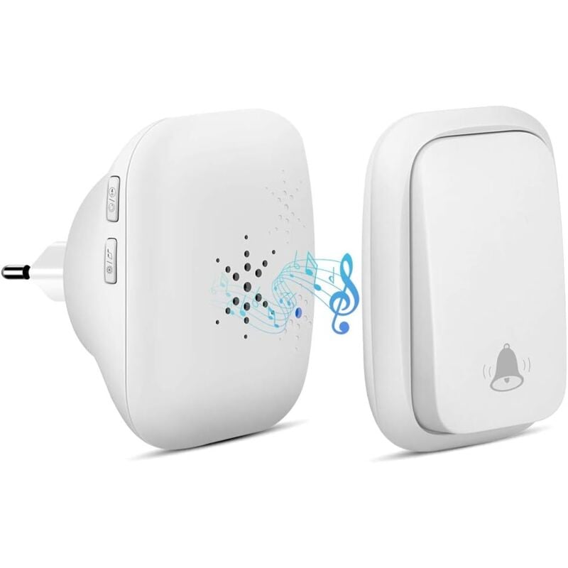 foto del prodotto zvd campanello senza fili, autoalimentato senza batteria, portata 150 m, bianco.
