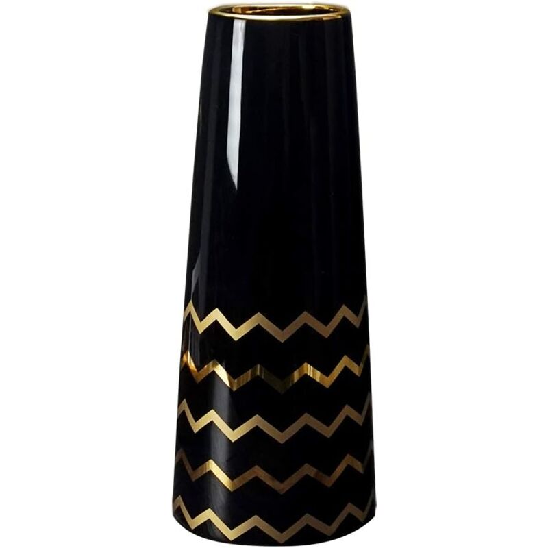 foto del prodotto vaso per fiori in ceramica nero oro 25 cm decorazione per casa festa matrimonio