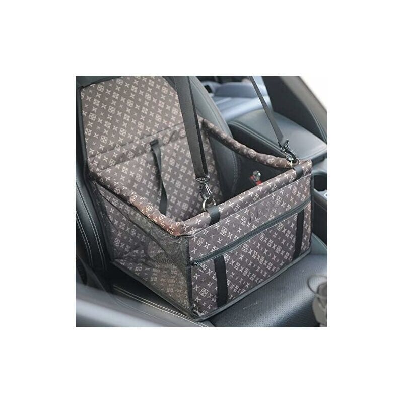 foto del prodotto zvd seggiolino auto per cani trasportino pieghevole impermeabile con cintura di sicurezza e borsa portaoggetti, seggiolino rialzato per cani o