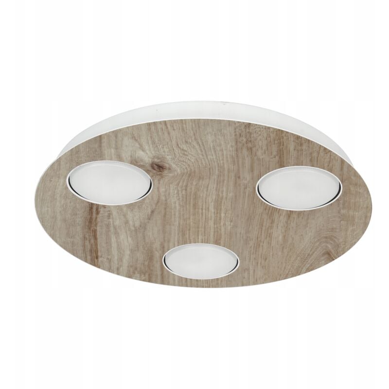 foto del prodotto sticker 3x plafoniera rotonda gx53, legno rovere chiaro