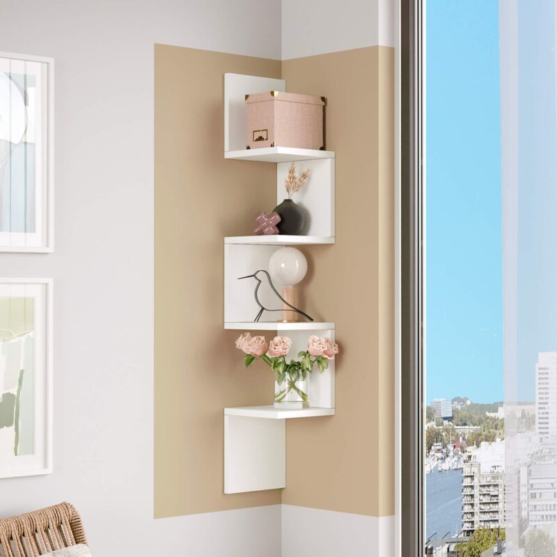 foto del prodotto scaffale da parete rebecca mobili balang 117x22x22 truciolato bianco moderno