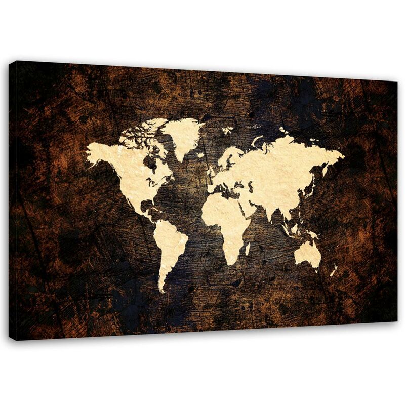 foto del prodotto gbshop quadro su tela, mappa del mondo marrone 60x40