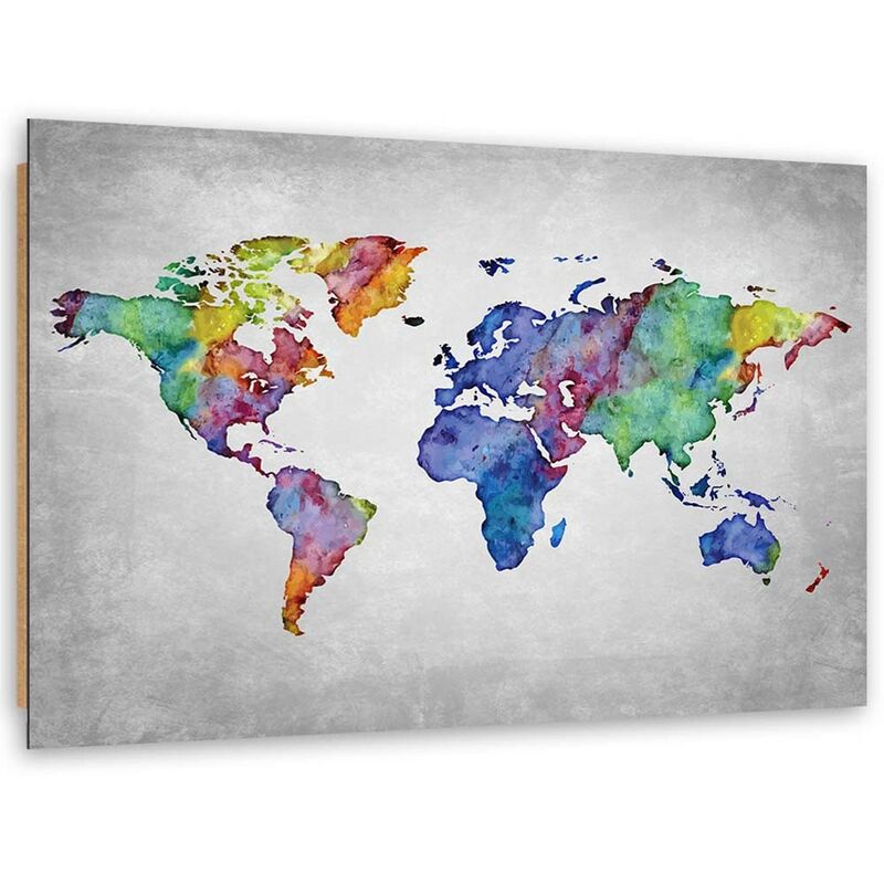 foto del prodotto gbshop quadro deco panel, mappa del mondo multicolore 60x40