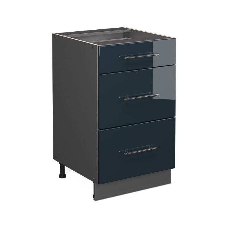 foto del prodotto mobiletto base per cucina fame line, blu scuro lucido, 50 cm senza piano di lavoro vicco