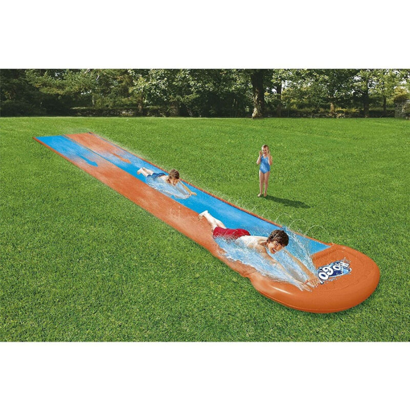foto del prodotto trade shop traesio scivolo doppio acquascivolo giochi giardino gonfiabili con spruzzi 488 cm 52328 