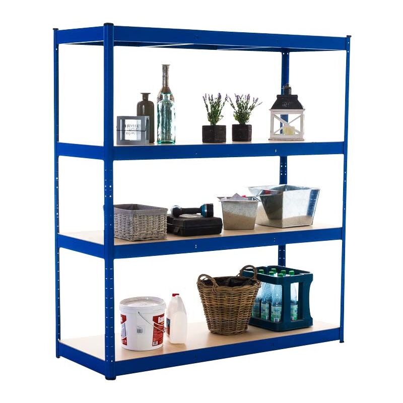 foto del prodotto scaffale zincato per carichi metallici pesanti 4 livelli blu 160x60x180cm eta10073