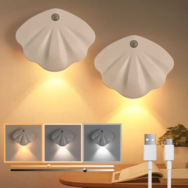 immagine 0 del prodotto gotrays luce notturna a led ricaricabile, confezione da 2 luci notturne con sensore di movimento, 3 modalit di illuminazione, striscia magnetica