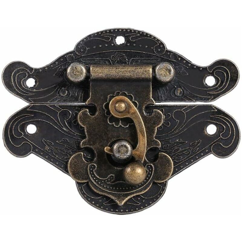 foto del prodotto snq chiusura a scatto con gancio in rilievo antico vintage con viti per armadietto decorativo, guardaroba, scatola regalo per gioielli, valigia o