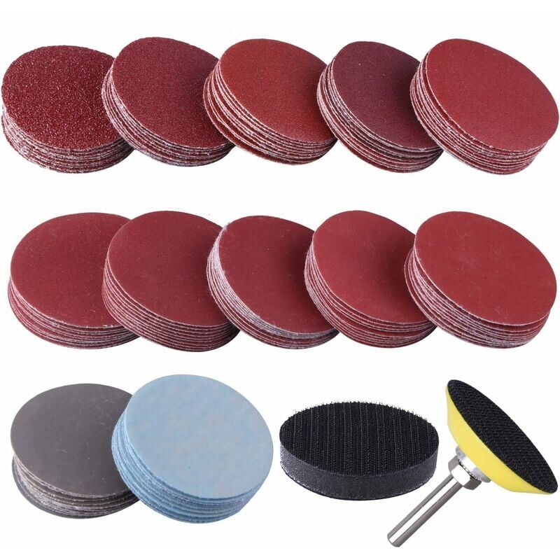 foto del prodotto 120 pezzi 50mm dischi abrasivi dischi abrasivi grana 60 80 120 180 240 400 600 800 1000 1200 2000 3000 per rettifica fresatura incisione