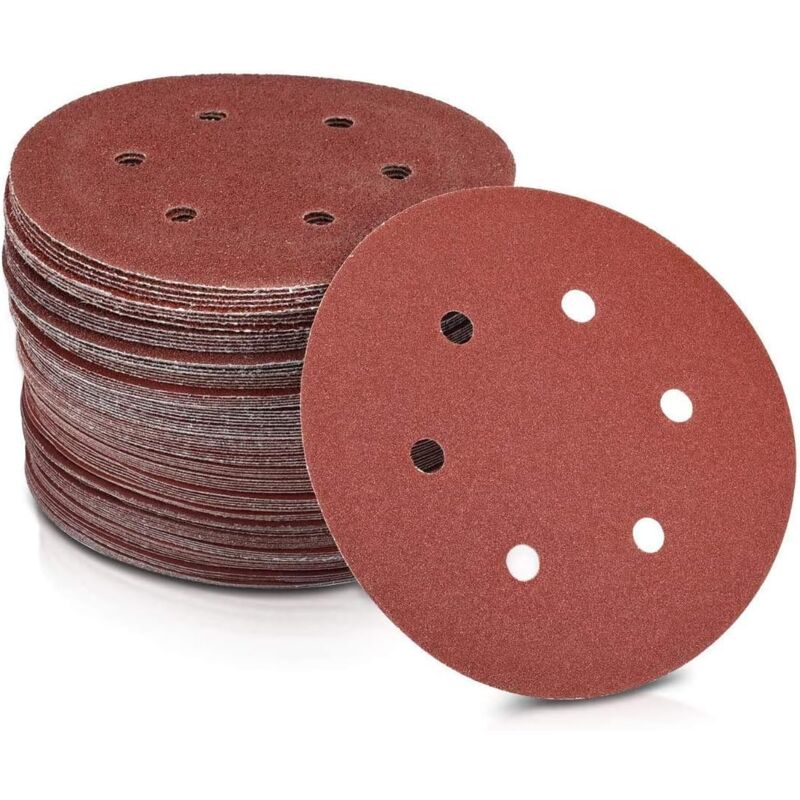 foto del prodotto dischi abrasivi da 10x40 60 80 120 180 240 400 600 800 1000 grana 150mm carta abrasiva velcro per levigatrici orbitali