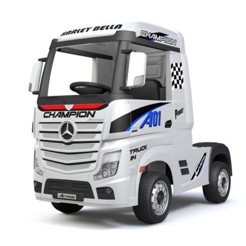 foto del prodotto camion elettrico per bambini truck mercedes actros 12v porte apribili bianco
