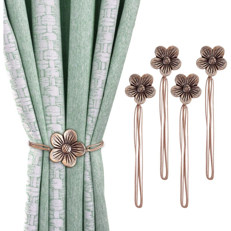 foto del prodotto alovez 4 pezzi fermatende magnetici, fermatende decorativi con fibbia floreale vintage caff 