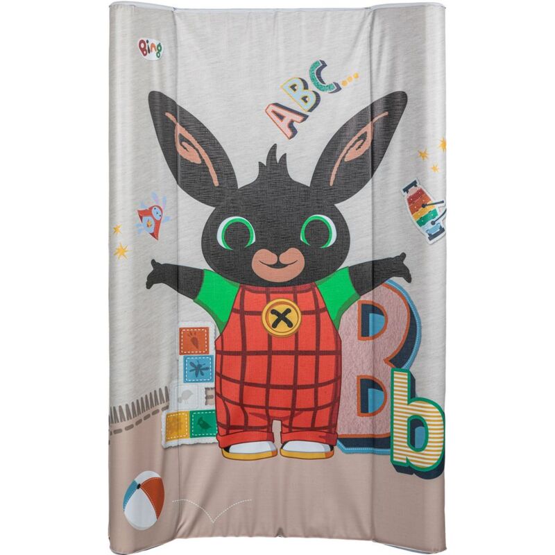 foto del prodotto bing piano cambio con sponde, materassino fasciatoio da tavolo per bambini con grafiche dei personaggi bing, misure 81x50x9,5 cm