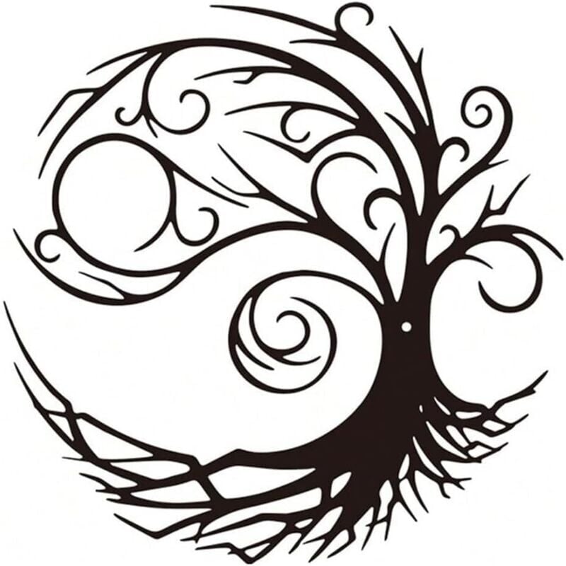 foto del prodotto arte murale in metallo, decorazione murale con silhouette dell albero della vita in stile art d co, adatta per soggiorno, giardino, camera da letto,