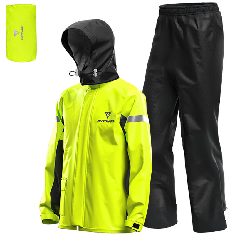 foto del prodotto decdeal tuta antipioggia da moto da uomo, giacca e pantaloni impermeabili riflettenti per esterni, attrezzatura antipioggia per bicicletta,