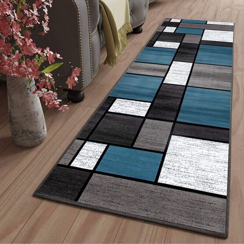 foto del prodotto snq tappeto da cucina davanti al lavandino, tappeto da corridoio, lavabile, antiscivolo, lungo, assorbente, moderno, motivo geometrico, tappeto da