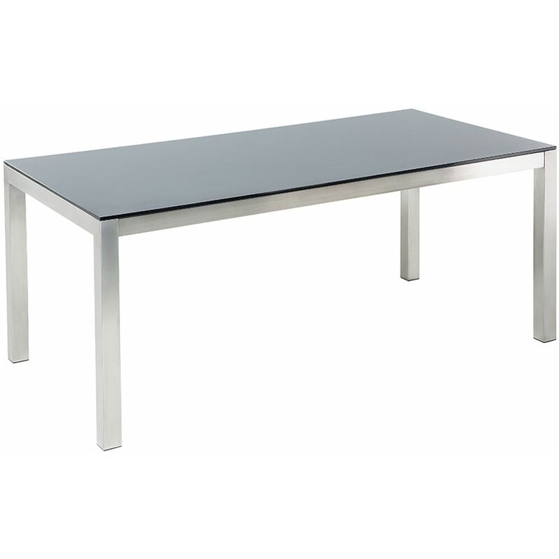 foto del prodotto tavolo da giardino piano in vetro nero gambe acciaio 180 x 90 cm grosseto