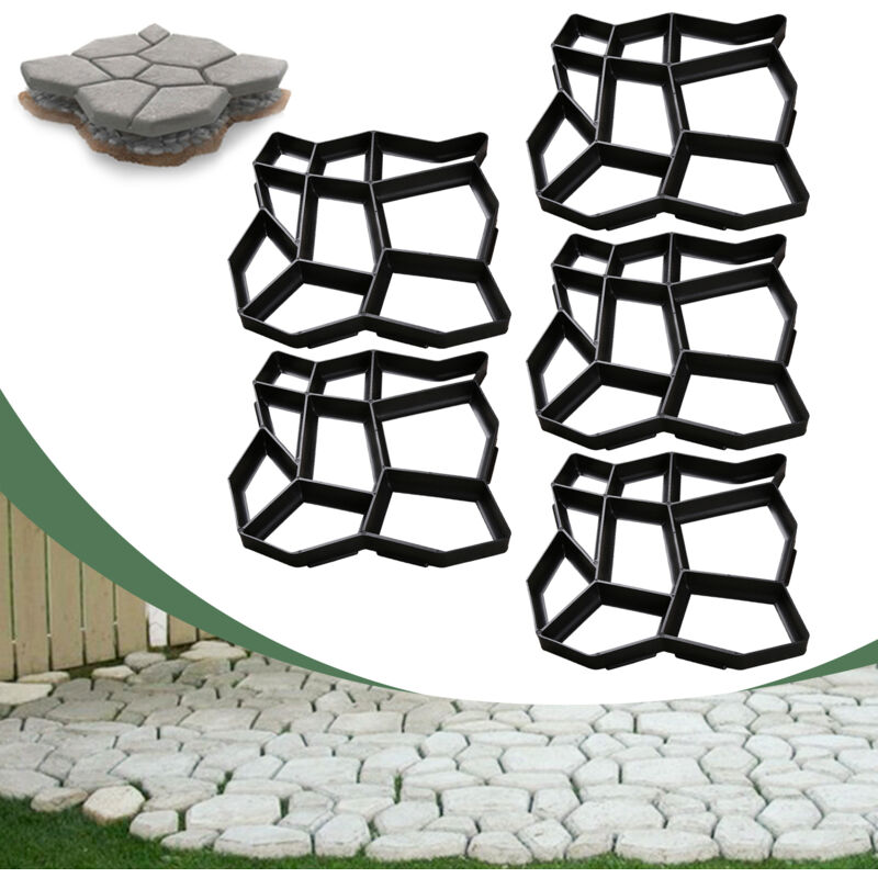 foto del prodotto jopassy 5x giardino pavimentazione stampo nero plastica cemento stampo fai da te riutilizzabile