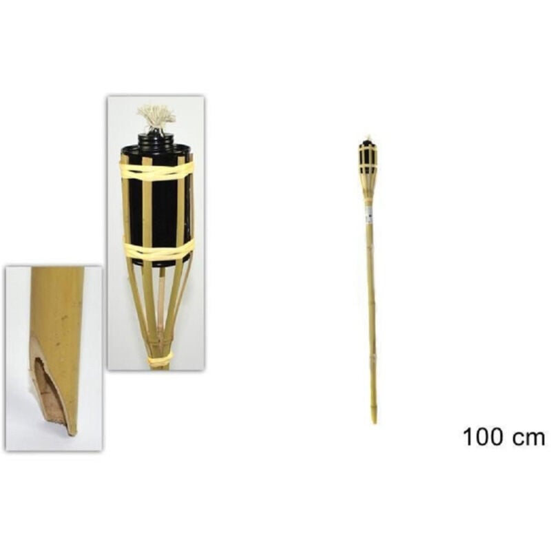 foto del prodotto trade shop traesio fiaccola bamb bamboo 100 cm per esterno giardino luce torcia stoppino ro000443 