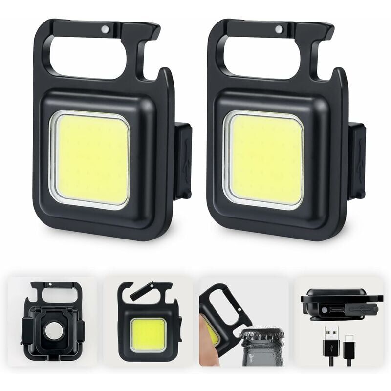 foto del prodotto snq 2x mini led luci di ispezione da lavoro ricaricabili 500 lumen luce da lavoro magnetica portatile piccolo portachiavi torce elettriche