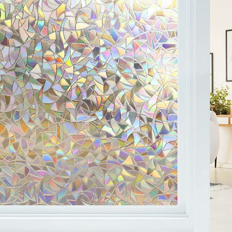 foto del prodotto pellicola elettrostatica per finestre effetto arcobaleno, pellicola decorativa anti sbirciatina, pellicola anti uv 3d per finestre, pellicola