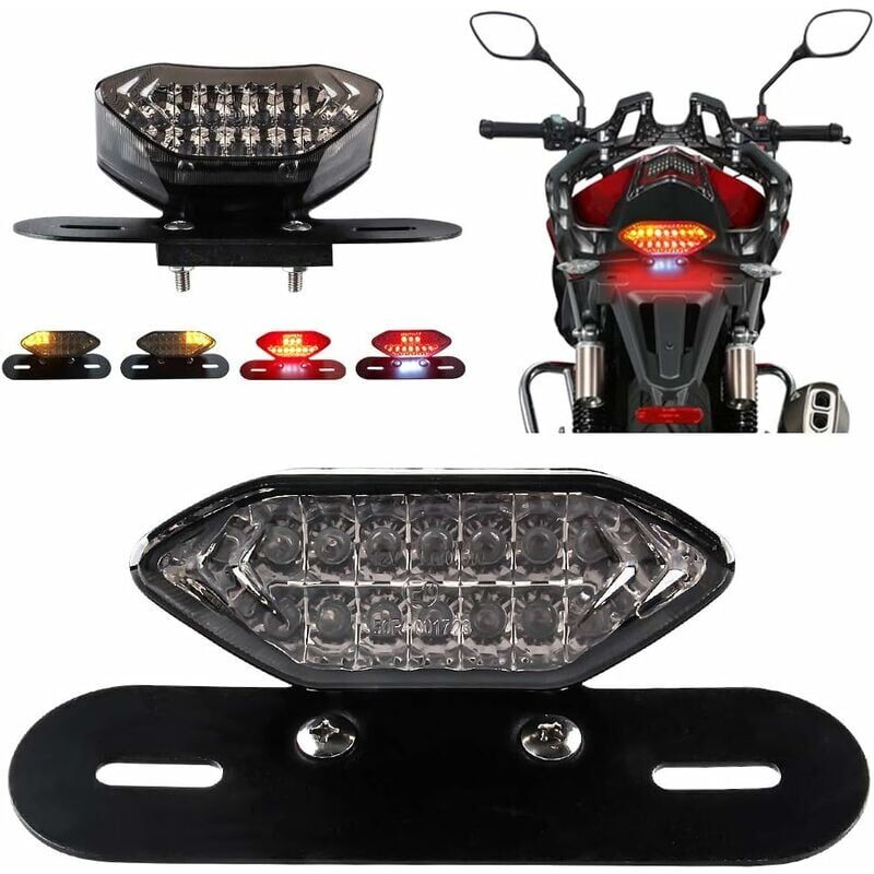 immagine 0 del prodotto snq luci posteriori a led per motociclette, luci di stop integrate e indicatori di direzione, supporto per targa con indicatore di direzione e
