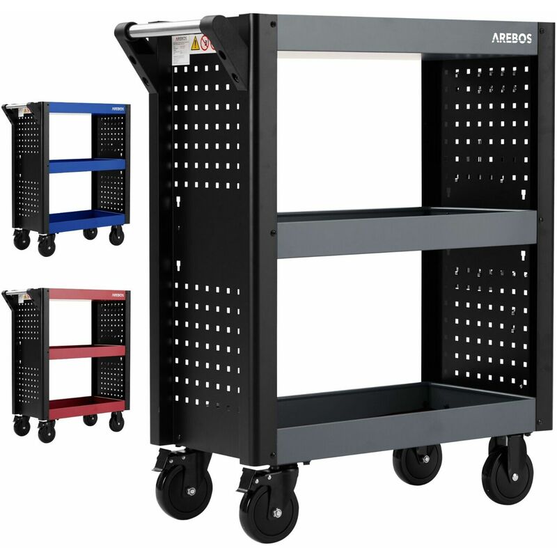 foto del prodotto carrello officina carrello degli attrezzi carrello montaggio antracite nero arebos