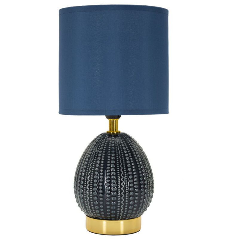 foto del prodotto epikasa lampada da tavolo mf100, ceramica, metallo, tessuto, blu, 15x15x30,5 cm