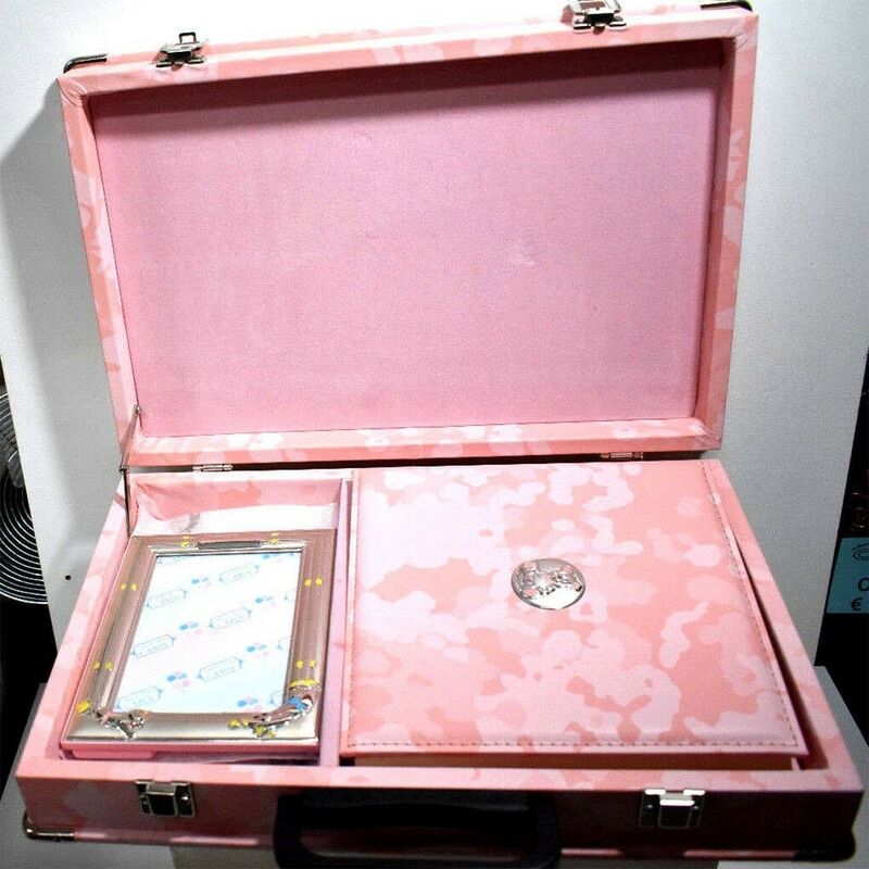 foto del prodotto cosedacasa set regalo in valigetta nascita bimbo rosa porta foto album regalo