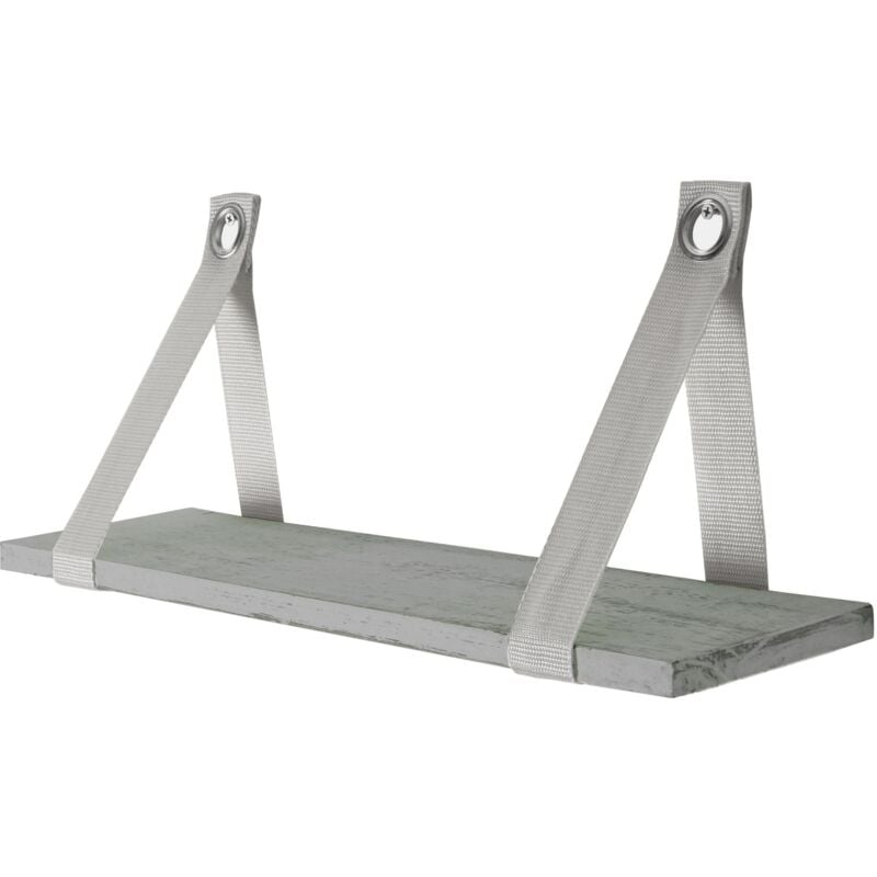 foto del prodotto mensola sospesa in legno chiaro aspetto vintage 21x50 cm grigio 040005185
