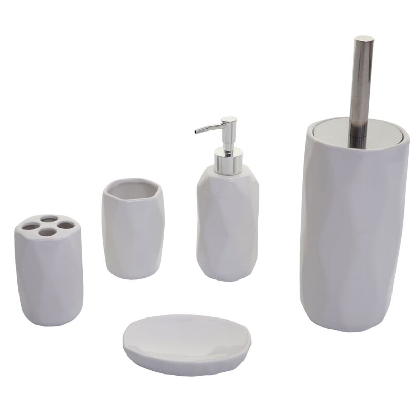 foto del prodotto accessori bagno 5 pezzi ceramica bianca 040003580